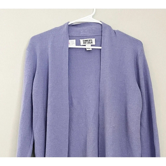 Chicos Women's Linen Open Cardigan Small Purple Long Sleeve Vintage Y2K - Picture 8 of 8